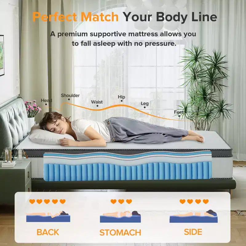 Materasso Ibrido Traspirante Medio Refrigerante in Memory Foam Consegnato in Scatola Bianco