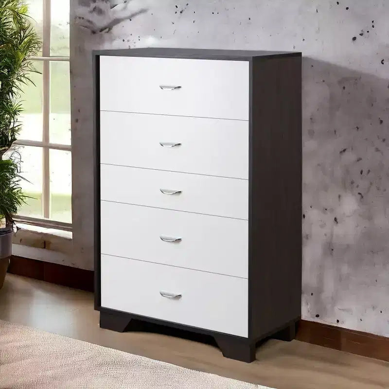 Comò a 5 cassetti in legno, cassettiera moderna, versatile per camera da letto/ufficio