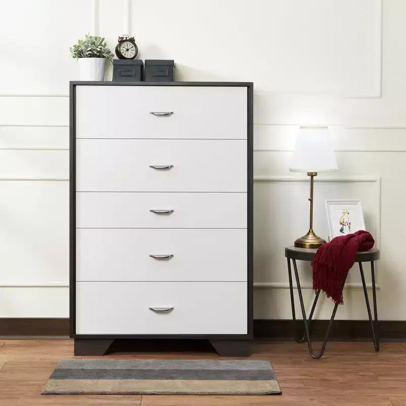 Comò a 5 cassetti in legno, cassettiera moderna, versatile per camera da letto/ufficio