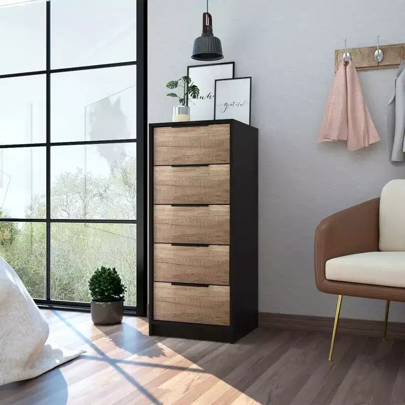 Comò a 5 cassetti in legno, cassettiera moderna, versatile per camera da letto/ufficio