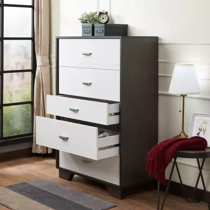Comò a 5 cassetti in legno, cassettiera moderna, versatile per camera da letto/ufficio