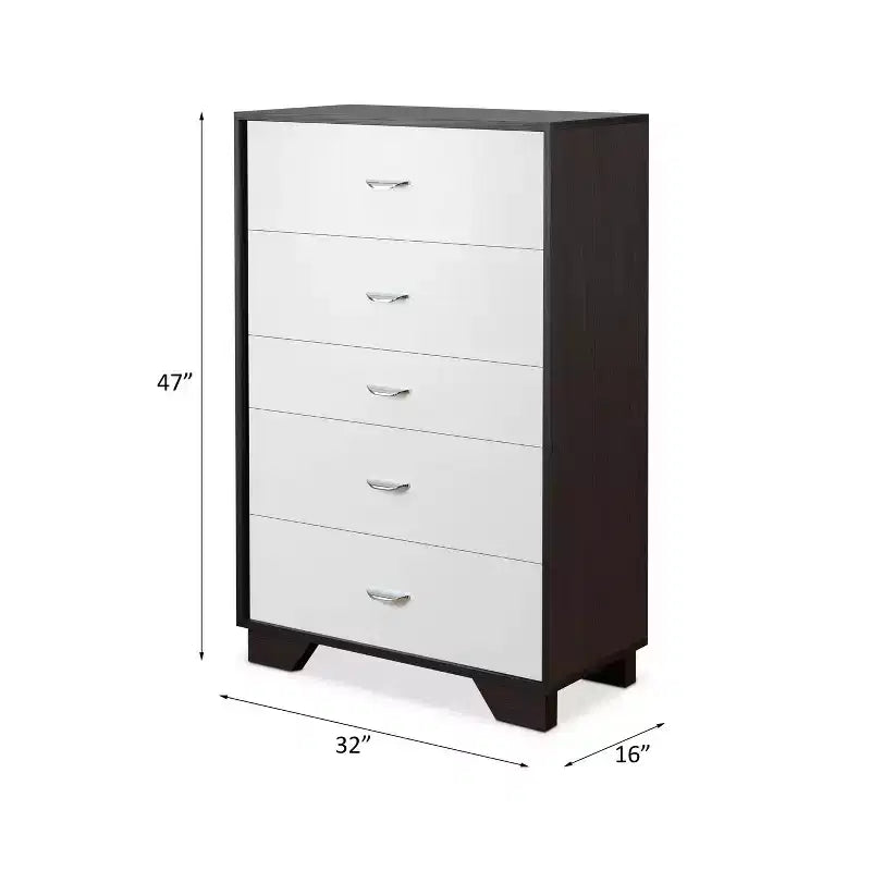Comò a 5 cassetti in legno, cassettiera moderna, versatile per camera da letto/ufficio
