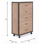 Comò a 5 cassetti in legno, cassettiera moderna, versatile per camera da letto/ufficio