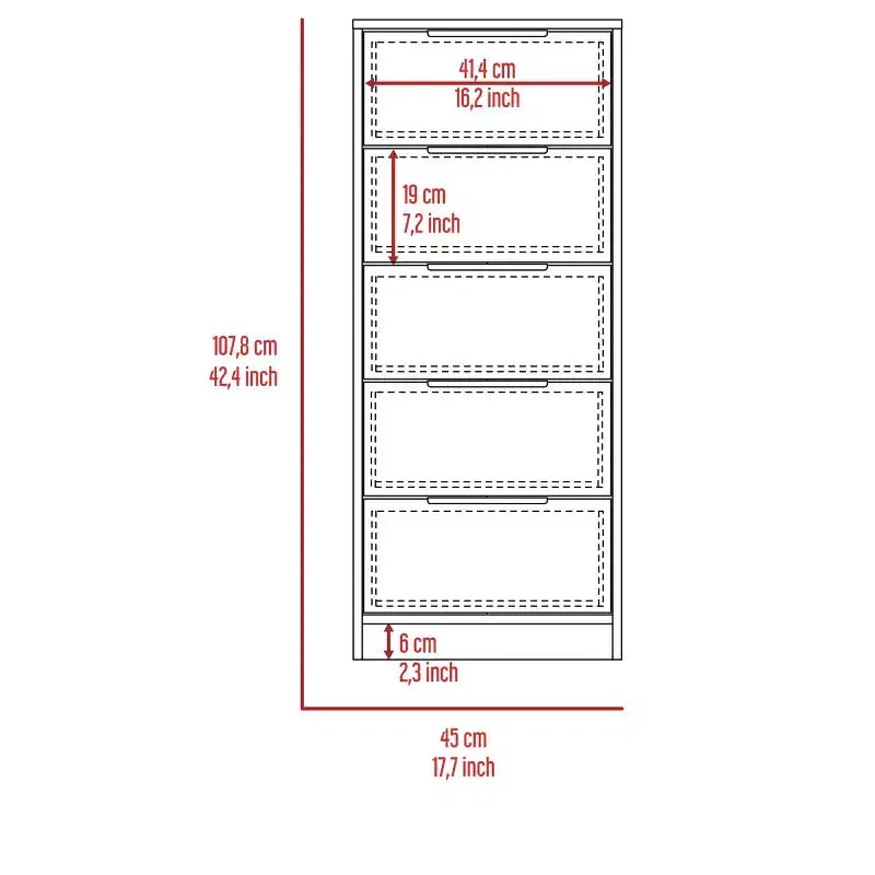 Comò a 5 cassetti in legno, cassettiera moderna, versatile per camera da letto/ufficio