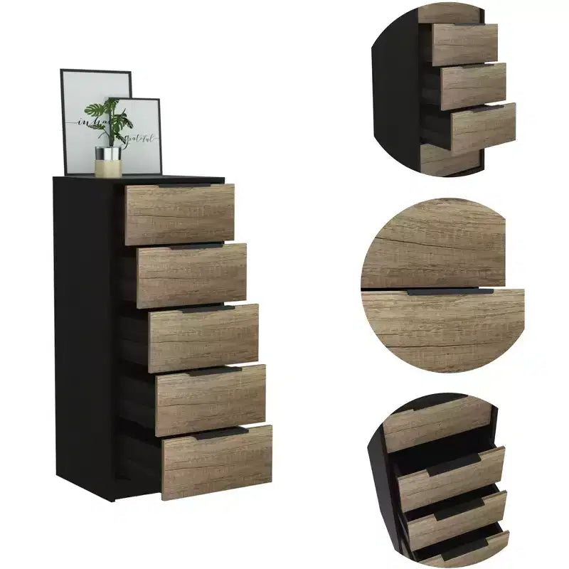 Comò a 5 cassetti in legno, cassettiera moderna, versatile per camera da letto/ufficio