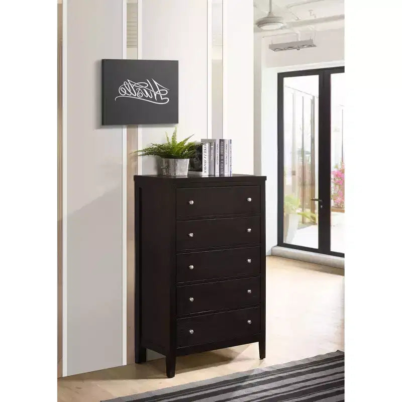 Comò a 5 cassetti in legno, cassettiera moderna, versatile per camera da letto/ufficio