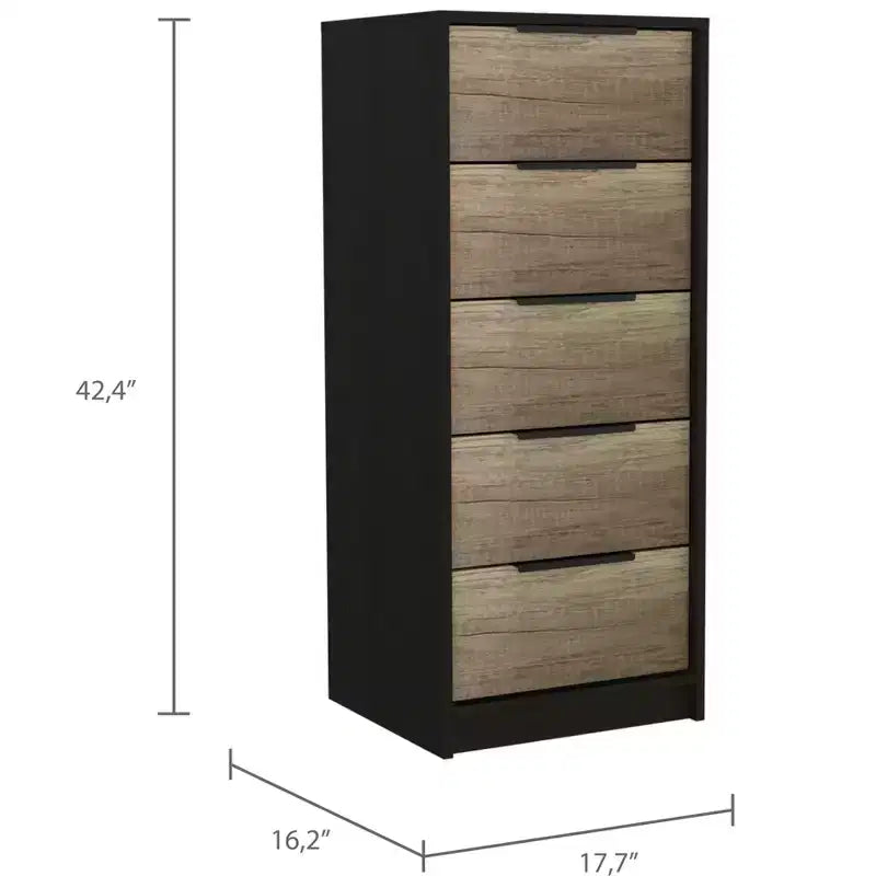 Comò a 5 cassetti in legno, cassettiera moderna, versatile per camera da letto/ufficio