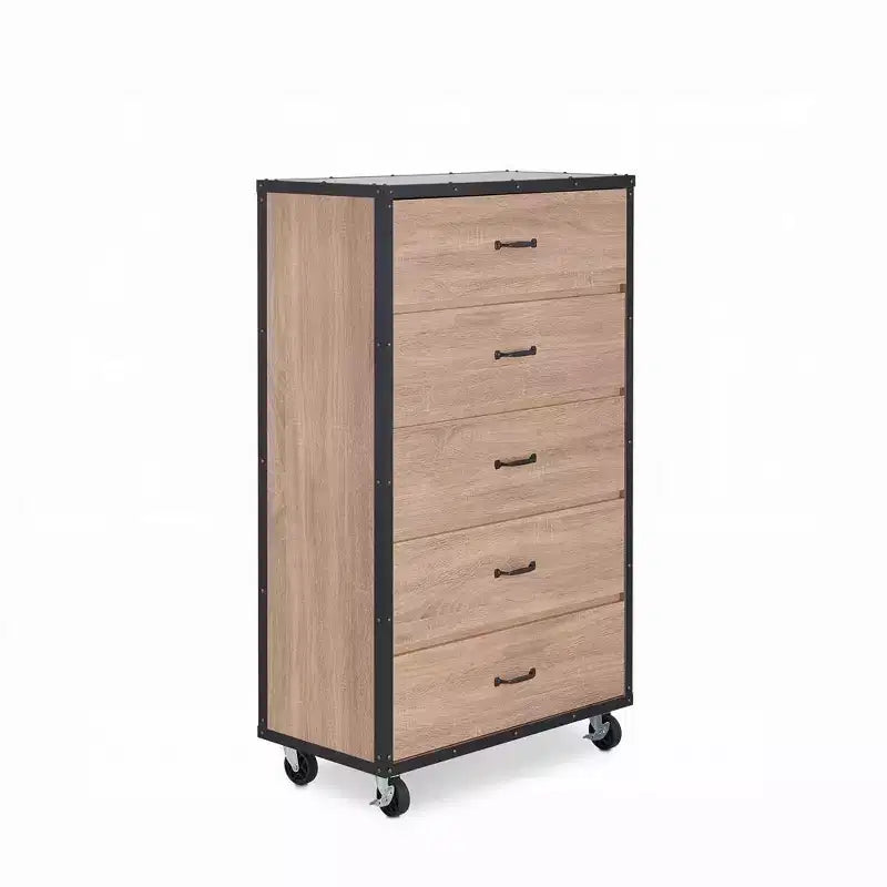Okak 5-Drawer Wooden Dresser Modern Storage Chest Versatile for Bedroom/Office