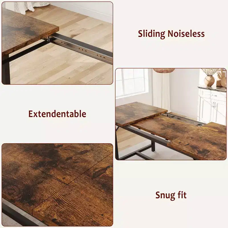 Tavolo da Pranzo Allungabile con Panca, Set Tavolo da Cucina Rettangolare Grande Allungabile da 4-6 Posti con 2 Panche Imbottite, per Appartamento, Piccolo Spazio