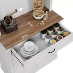 Dispensa da cucina alta 71 pollici con ante in vetro e ripiano per microonde, mobile da cucina autoportante