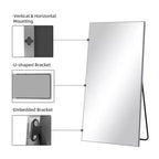 Specchio da parete a figura intera rettangolare con cornice in metallo da 31 pollici L x 71 pollici A, specchio autoportante in argento