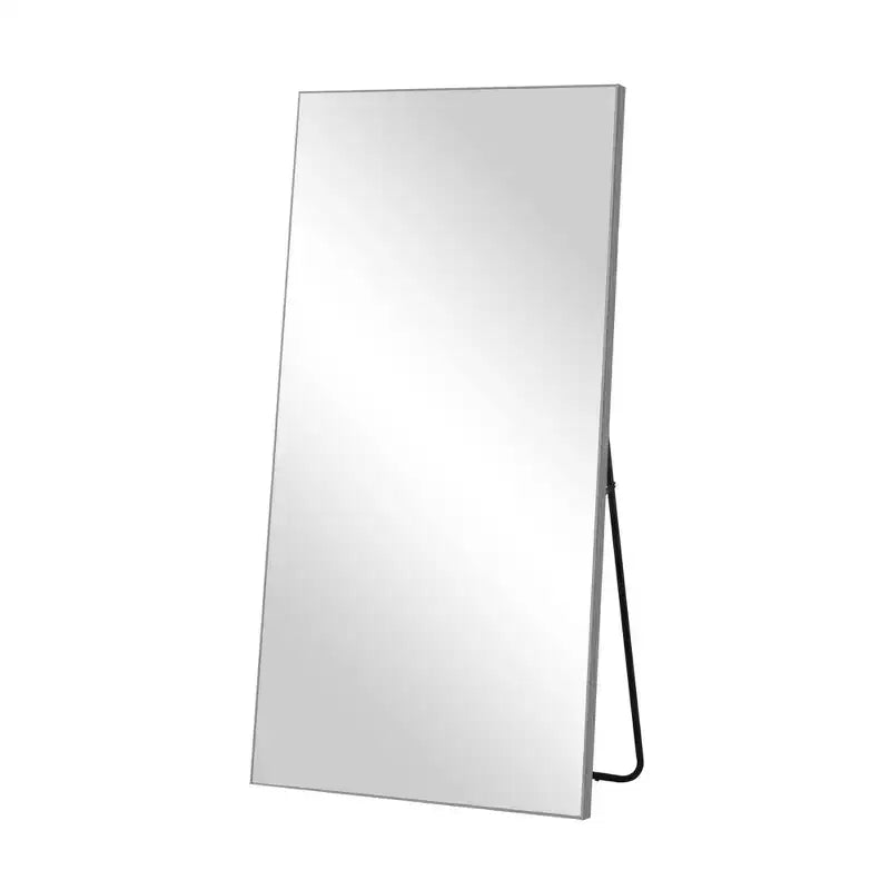 Specchio da parete a figura intera rettangolare con cornice in metallo da 31 pollici L x 71 pollici A, specchio autoportante in argento