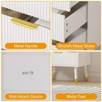 Comò moderno a 5 cassetti per camera da letto, cassettiera a 5 cassetti in legno scanalato larga 57 cm