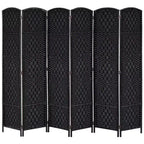 Paravento divisorio a 6 pannelli, in vimini nero, alto 183 cm