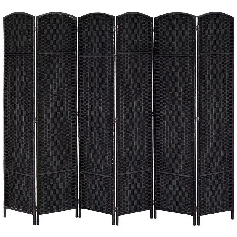 Paravento divisorio a 6 pannelli, in vimini nero, alto 183 cm