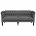 Divano Chesterfield Grigio Scuro Poliestere, legno massiccio, compensato, schiuma