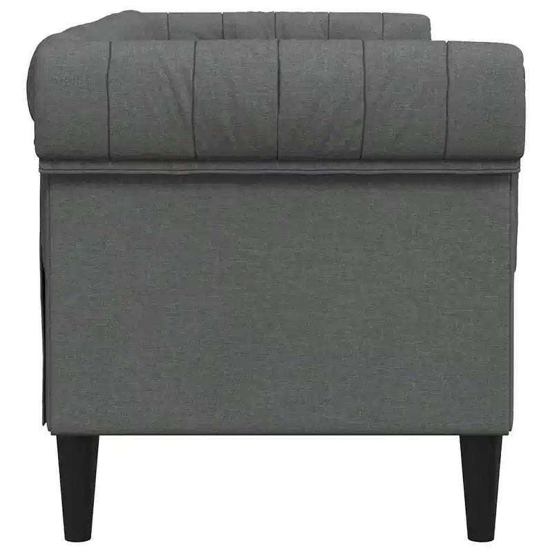 Divano Chesterfield Grigio Scuro Poliestere, legno massiccio, compensato, schiuma