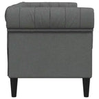 Divano Chesterfield Grigio Scuro Poliestere, legno massiccio, compensato, schiuma