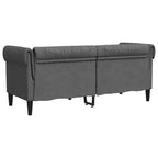 Divano Chesterfield Grigio Scuro Poliestere, legno massiccio, compensato, schiuma