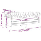 Divano Chesterfield Grigio Scuro Poliestere, legno massiccio, compensato, schiuma