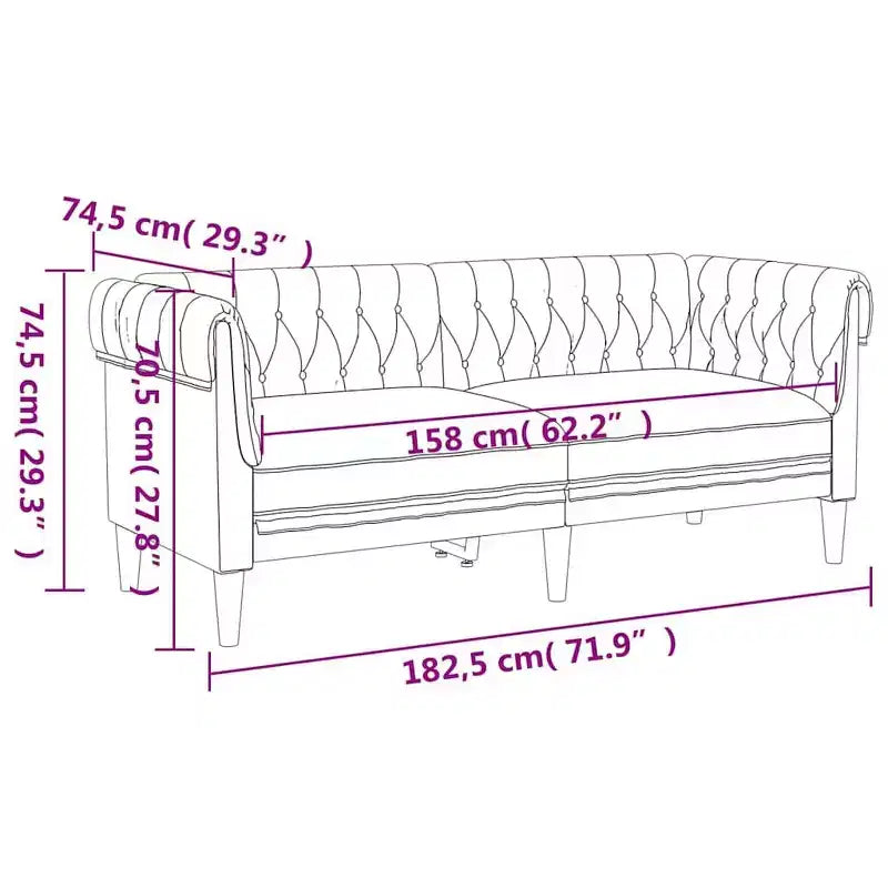 Divano Chesterfield Grigio Scuro Poliestere, legno massiccio, compensato, schiuma