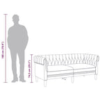Divano Chesterfield Grigio Scuro Poliestere, legno massiccio, compensato, schiuma