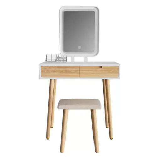 Set toeletta trucco in legno naturale da 31,5 pollici