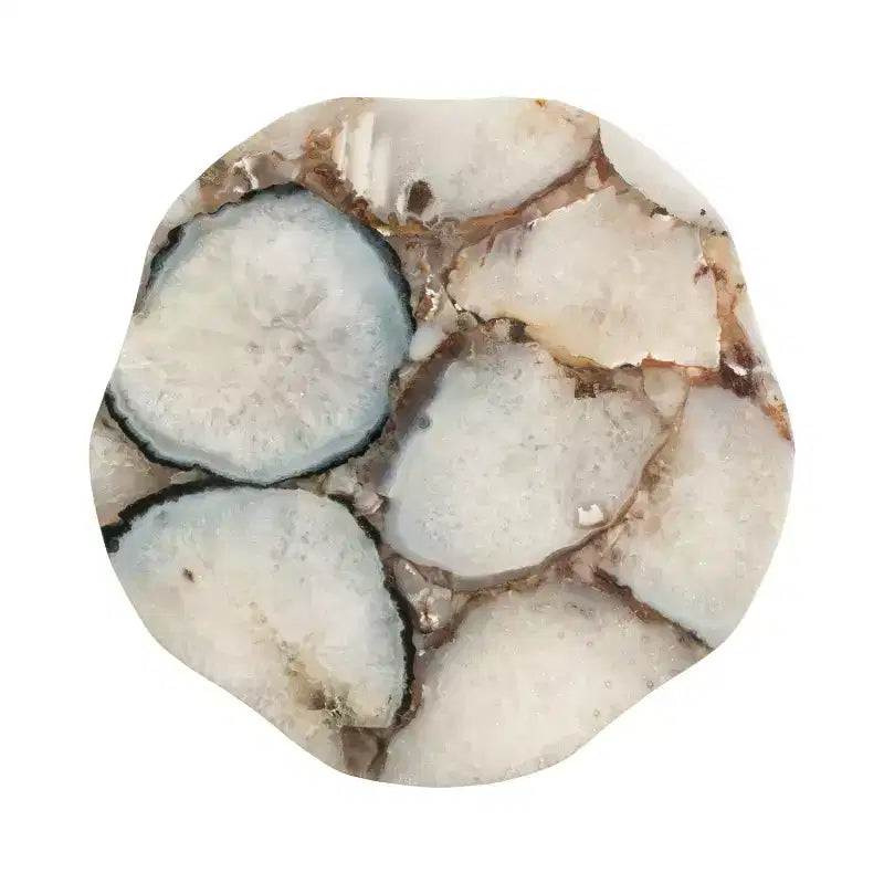 Tavolo ondulato in pietra organica e metallo