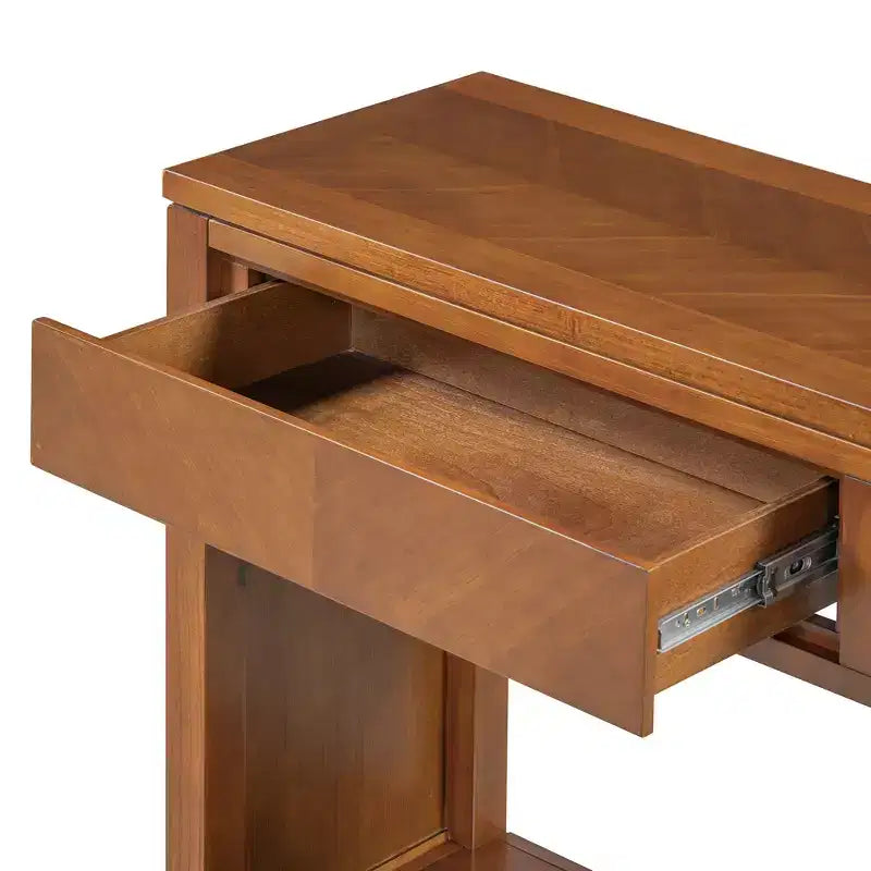 Consolle Rustica in Legno con Cassetti e Ripiano Aperto per Ingresso Soggiorno Miele