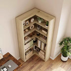 Libreria ad angolo, Libreria ad angolo in stile rustico da 71,8'', Libreria a forma di L, Libreria grande, Libreria a 5 ripiani resistente