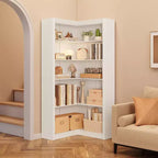 Libreria ad angolo, Libreria ad angolo in stile rustico da 71,8'', Libreria a forma di L, Libreria grande, Libreria a 5 ripiani resistente