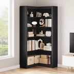 Libreria ad angolo, Libreria ad angolo in stile rustico da 71,8'', Libreria a forma di L, Libreria grande, Libreria a 5 ripiani resistente