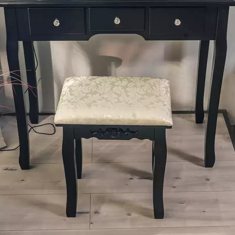 Moderna Toeletta da Trucco, Set Toeletta per Ragazze con Specchio Illuminato e Sgabello Imbottito, Tavolo da Trucco con 5 Cassetti per Camera da Letto, Tavolino da Trucco per Bambine e Donne