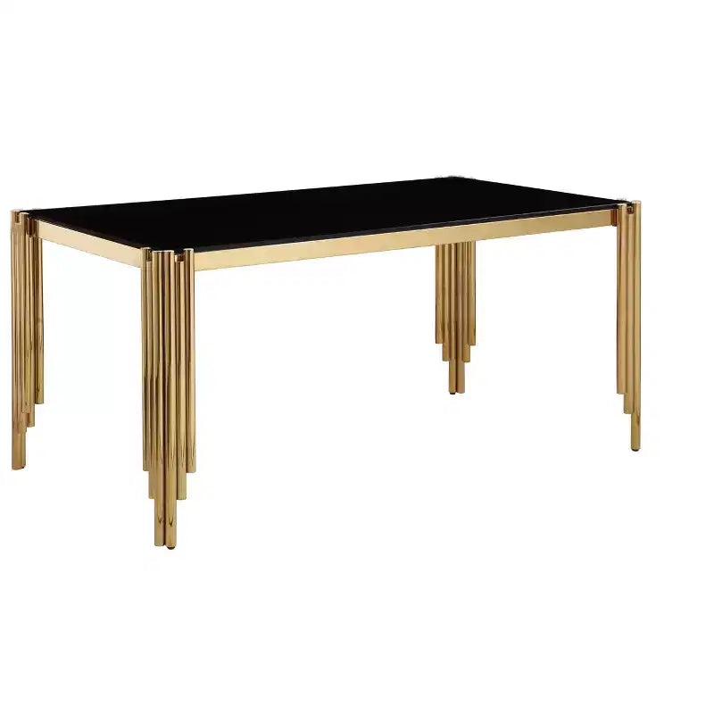 Tavolo da pranzo rettangolare/rotondo in vetro temperato con gambe in oro lucido per casa, cucina, sala da pranzo