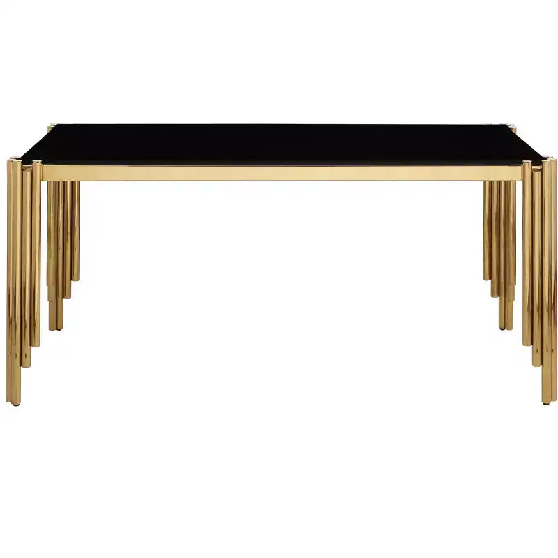 Tavolo da pranzo rettangolare/rotondo in vetro temperato con gambe in oro lucido per casa, cucina, sala da pranzo