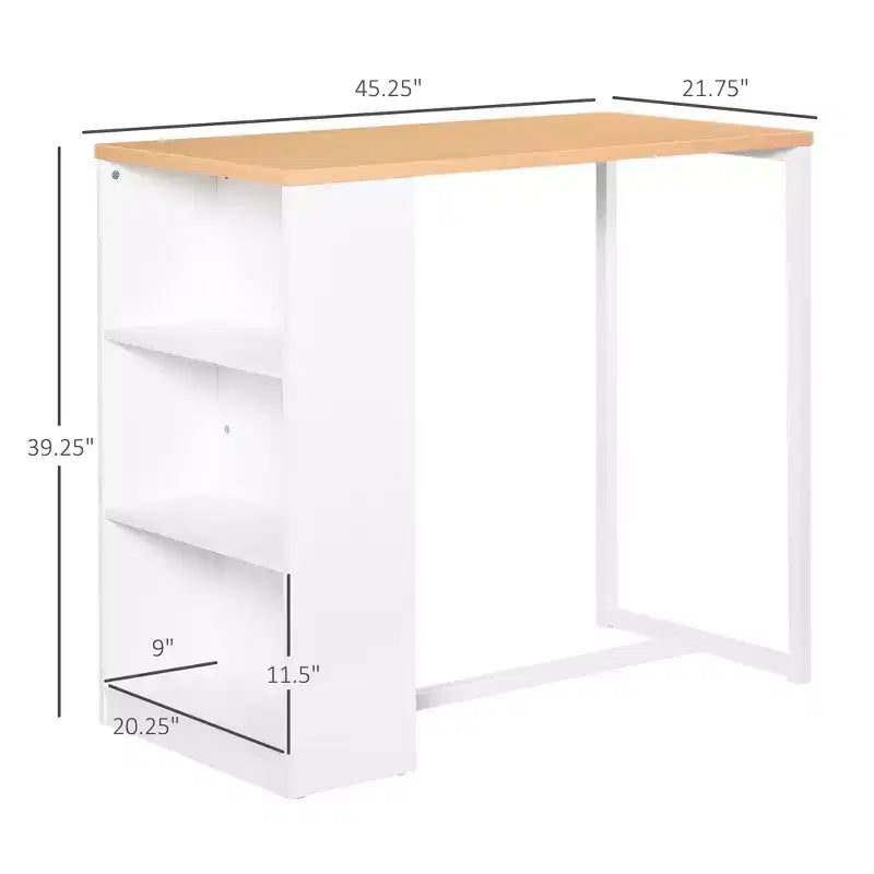 Tavolo da Pranzo a Altezza Bancone per Cucina con Porte di Ricarica USB e Ripiani, per Sala da Pranzo, Cucina