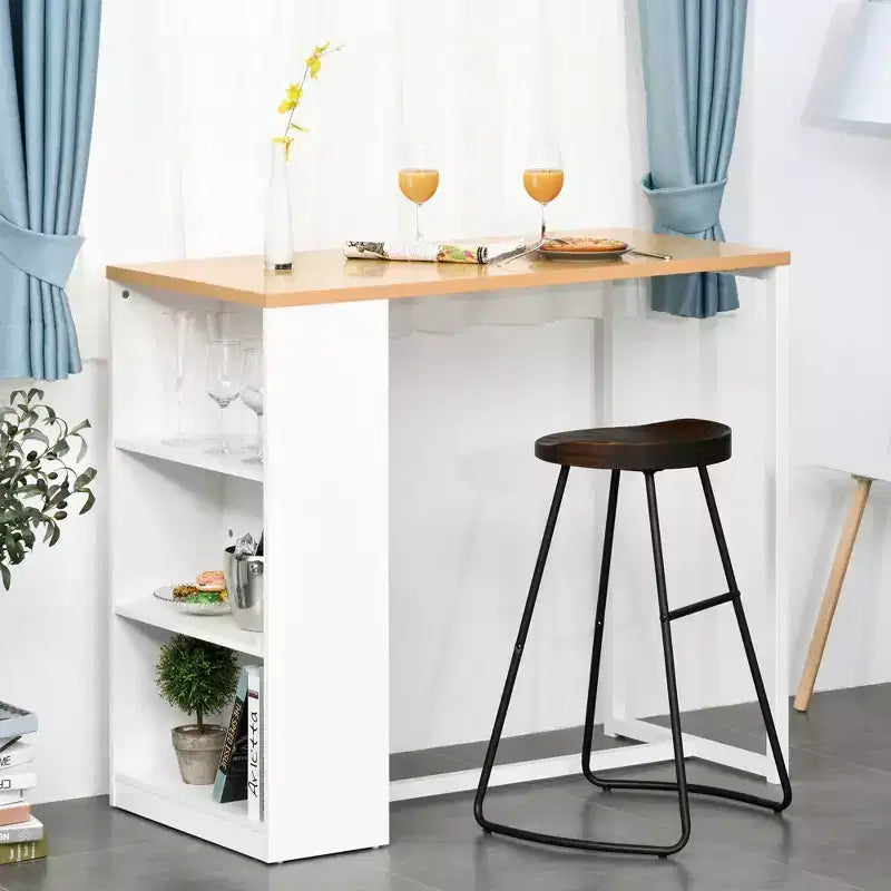 Tavolo da Pranzo a Altezza Bancone per Cucina con Porte di Ricarica USB e Ripiani, per Sala da Pranzo, Cucina