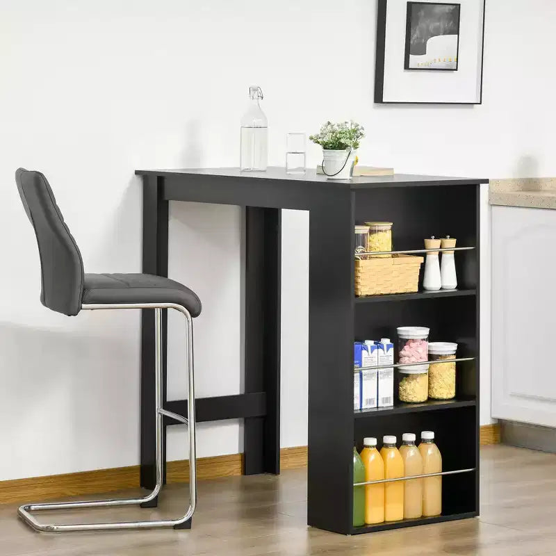 Tavolo da Pranzo a Altezza Bancone per Cucina con Porte di Ricarica USB e Ripiani, per Sala da Pranzo, Cucina