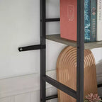 Scaffale a cinque ripiani a tripla colonna, scaffali alti autoportanti, scaffali rustici regolabili in stile industriale, librerie moderne per camera da letto