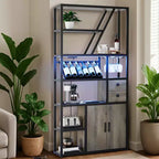 Mobile bar per vino - Mobile alto da caffè con prese di corrente, portabottiglie per soggiorno