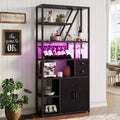 TROPOW Wine Bar Cabinet- Tall Coffee Bar Station with Power Outlets, Wine Rack for Living Room