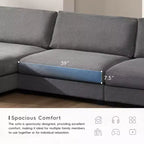 134 Divano Sezionale Oversize a 4 Posti in Velluto a Coste con Porta di Ricarica USB e Portabicchieri, Divano a Nuvola a L, Divano Letto con Seduta Profonda