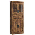 GustoWave 66.9Storage Cabinet with Doors and Shelves, Tall Bathroom Cabinet with Drawer, Freestanding Floor Pantry Cabinet