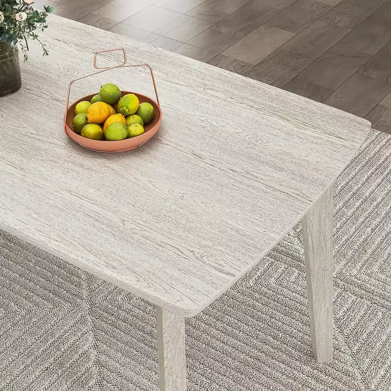 Set da tavolo da pranzo in stile rustico di 5 pezzi, tavolo in legno di gomma e 4 sedie da pranzo imbottite, grigio