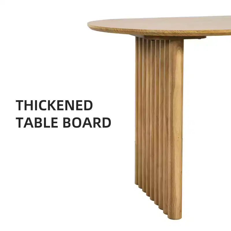 Tavolo da pranzo ovale in legno 67 x 33,5 Tavolo da cucina con piano antigraffio e gambe a strisce in stile moderno rustico per soggiorno cucina Naturale