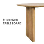 Tavolo da pranzo ovale in legno 67 x 33,5 Tavolo da cucina con piano antigraffio e gambe a strisce in stile moderno rustico per soggiorno cucina Naturale