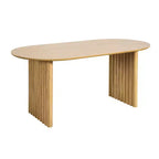 Tavolo da pranzo ovale in legno 67 x 33,5 Tavolo da cucina con piano antigraffio e gambe a strisce in stile moderno rustico per soggiorno cucina Naturale