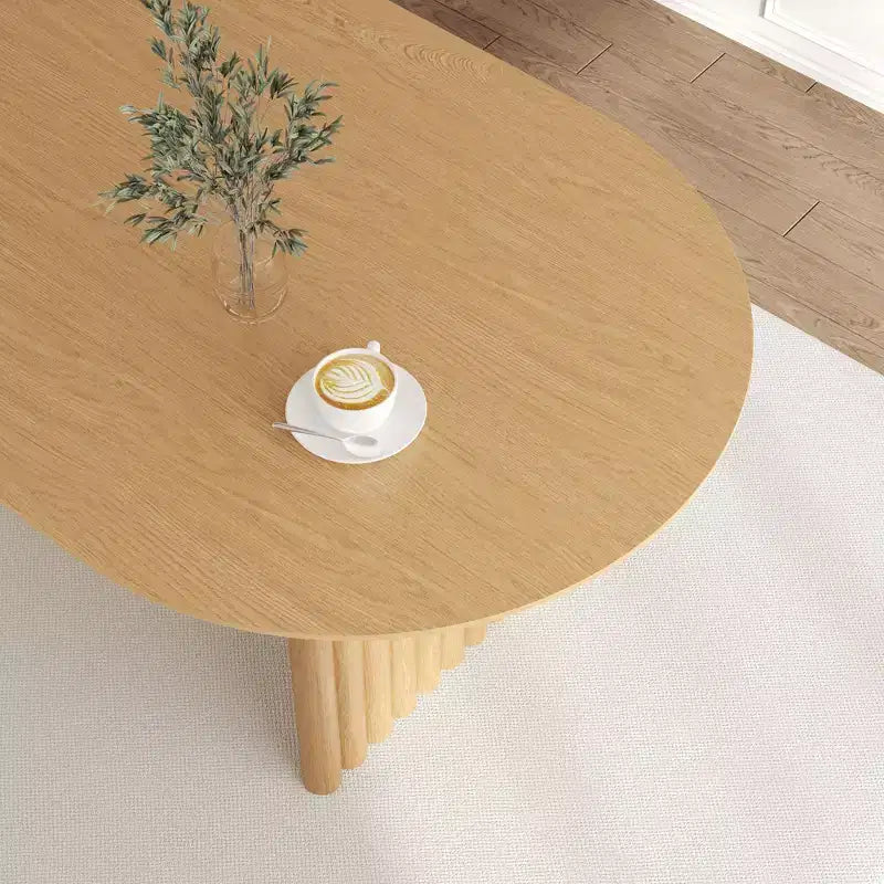 Tavolo da pranzo ovale in legno 67 x 33,5 Tavolo da cucina con piano antigraffio e gambe a strisce in stile moderno rustico per soggiorno cucina Naturale
