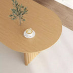 Tavolo da pranzo ovale in legno 67 x 33,5 Tavolo da cucina con piano antigraffio e gambe a strisce in stile moderno rustico per soggiorno cucina Naturale