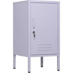 Tavolino Finale in Metallo con Chiusura a Chiave, Anta Singola, 2 Ripiani Regolabili, Mobile Contenitore Moderno Minimalista per Camera da Letto e Soggiorno, Rosa